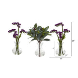 10” Baby Breath and Olive Arrangement in Vase (Set of 3)