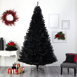 10' Black Artificial Christmas Tree with 950 Clear LED Lights and 3056 Tips