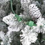 10' Flocked Livingston Fir Artificial Christmas Tree with Pine Cones, 750 Clear Warm LED Lights and 2424 Bendable Branches