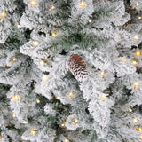 10' Flocked Livingston Fir Artificial Christmas Tree with Pine Cones, 750 Clear Warm LED Lights and 2424 Bendable Branches