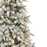 10' Flocked Livingston Fir Artificial Christmas Tree with Pine Cones, 750 Clear Warm LED Lights and 2424 Bendable Branches