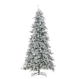10' Flocked Livingston Fir Artificial Christmas Tree with Pine Cones, 750 Clear Warm LED Lights and 2424 Bendable Branches