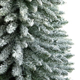 10' Flocked Pencil Artificial Christmas Tree with 700 Clear Lights and 1145 Bendable Branches