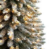 10' Flocked Pencil Artificial Christmas Tree with 700 Clear Lights and 1145 Bendable Branches