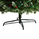 10' Frosted Swiss Pine Artificial Christmas Tree with 850 Clear LED Lights and Berries