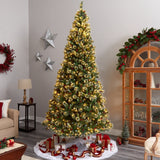 10' Frosted Swiss Pine Artificial Christmas Tree with 850 Clear LED Lights and Berries