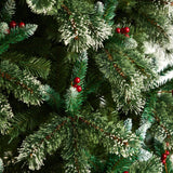 10' Frosted Swiss Pine Artificial Christmas Tree with 850 Clear LED Lights and Berries