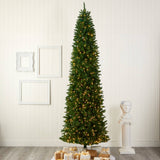 10' Slim Green Mountain Pine Artificial Christmas Tree with 800 Clear LED Lights