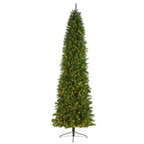 10' Slim Green Mountain Pine Artificial Christmas Tree with 800 Clear LED Lights