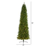 10' Slim Green Mountain Pine Artificial Christmas Tree with 800 Clear LED Lights