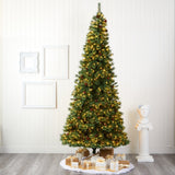 10' White Mountain Pine Artificial Christmas Tree with 850 Clear LED Lights and Pine Cones
