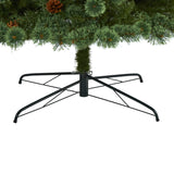 10' White Mountain Pine Artificial Christmas Tree with 850 Clear LED Lights and Pine Cones