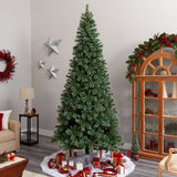 10' Wisconsin Slim Snow Tip Pine Artificial Christmas Tree with 1050 Clear LED Lights