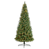 10' Wisconsin Slim Snow Tip Pine Artificial Christmas Tree with 1050 Clear LED Lights