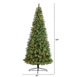 10' Wisconsin Slim Snow Tip Pine Artificial Christmas Tree with 1050 Clear LED Lights