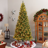 10' Wisconsin Slim Snow Tip Pine Artificial Christmas Tree with 1050 Clear LED Lights