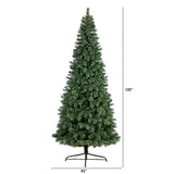 10' Wisconsin Slim Snow Tip Pine Artificial Christmas Tree with 1652 Bendable Branches