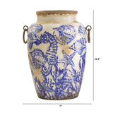 10.5” Nautical Ceramic Urn Vase