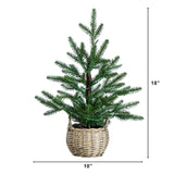 1.5' Pre-Lit Artificial Mini Christmas Tree in Basket with 20 Warm White LED Lights