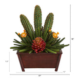 18” Mixed Cactus Succulent Artificial Plant in Planter