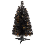 2' Black Artificial Christmas Tree with 35 LED Lights and 72 Bendable Branches