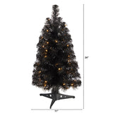 2' Black Artificial Christmas Tree with 35 LED Lights and 72 Bendable Branches