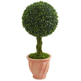 2' Boxwood Ball Topiary Artificial Tree in Terracotta Planter (Indoor/Outdoor)