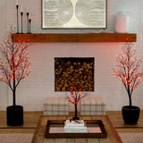 2' Pre-Lit Halloween Deluxe Black Twig Artificial Tree with 44 Orange & Purple LED Lights