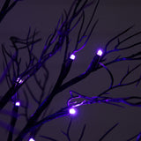 2' Pre-Lit Halloween Deluxe Black Twig Artificial Tree with 44 Orange & Purple LED Lights