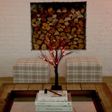 2' Pre-Lit Halloween Deluxe Black Twig Artificial Tree with 44 Orange & Purple LED Lights