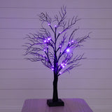 2' Pre-Lit Halloween Deluxe Black Twig Artificial Tree with 44 Orange & Purple LED Lights