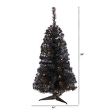 3' Black Artificial Christmas Tree with 50 LED Lights and 118 Bendable Branches