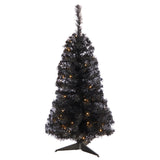 3' Black Artificial Christmas Tree with 50 LED Lights and 118 Bendable Branches
