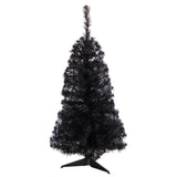 3' Black Artificial Christmas Tree with 50 LED Lights and 118 Bendable Branches