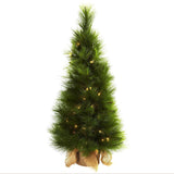 3' Christmas Tree w/Burlap Bag & Clear Lights