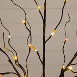 3' 5' 6' Artificial Brown Birch Trees with Warm White LED Lights - Set of 3