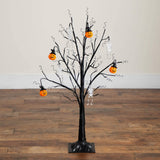 3' Pre-Lit Artificial Halloween Pumpkins and Skulls Ornament Tree with 48 Warm White LED Lights