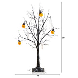 3' Pre-Lit Artificial Halloween Pumpkins and Skulls Ornament Tree with 48 Warm White LED Lights