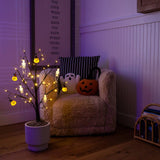 3' Pre-Lit Artificial Halloween Pumpkins and Skulls Ornament Tree with 48 Warm White LED Lights