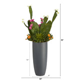 3' Mixed Cactus Artificial Plant in Gray Planter