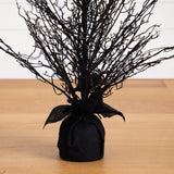 3' Pre-Lit Halloween Black Twig Artificial Fall Tree in Burlap Planter with 42 Warm White LED Lights