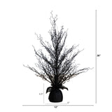 3' Pre-Lit Halloween Black Twig Artificial Fall Tree in Burlap Planter with 42 Warm White LED Lights