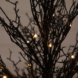 3' Pre-Lit Halloween Black Twig Artificial Fall Tree in Burlap Planter with 42 Warm White LED Lights