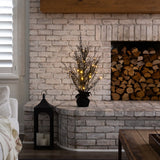 3' Pre-Lit Halloween Black Twig Artificial Fall Tree in Burlap Planter with 42 Warm White LED Lights