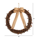 30” Fall Acorn and Decorative Bow Autumn Wreath