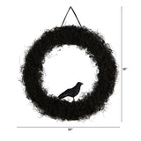 30” Halloween Black Raven Twig Wreath