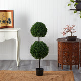 3.5' Boxwood Double Ball Artificial Topiary Tree UV Resistant (Indoor/Outdoor)