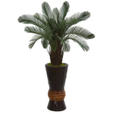 3.5' Cycas Artificial Tree in Bamboo Planter (Indoor/Outdoor)