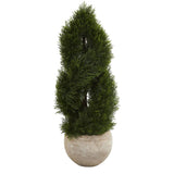 3.5' Double Pond Cypress Spiral Artificial Tree in Bowl Planter (Indoor/Outdoor)