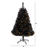 4' Black Artificial Christmas Tree with 170 Clear LED Lights